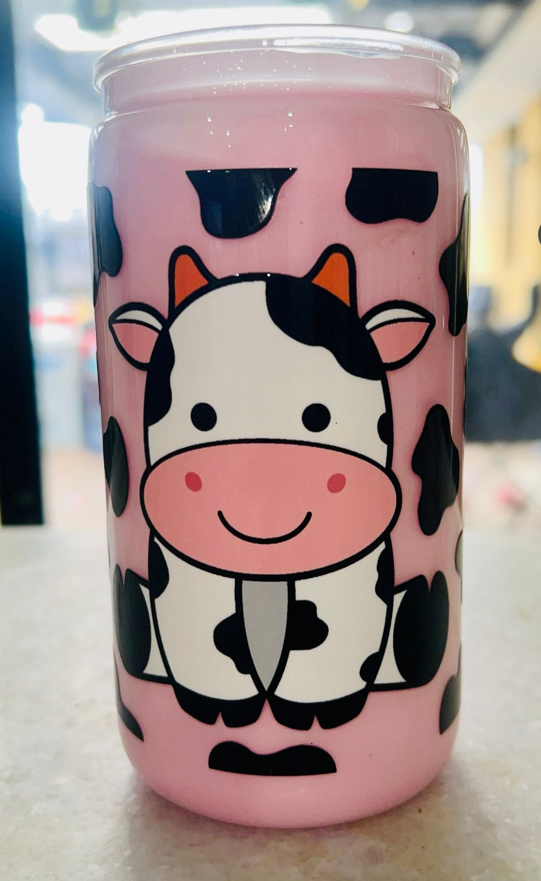 Strawberry milk cow tumbler