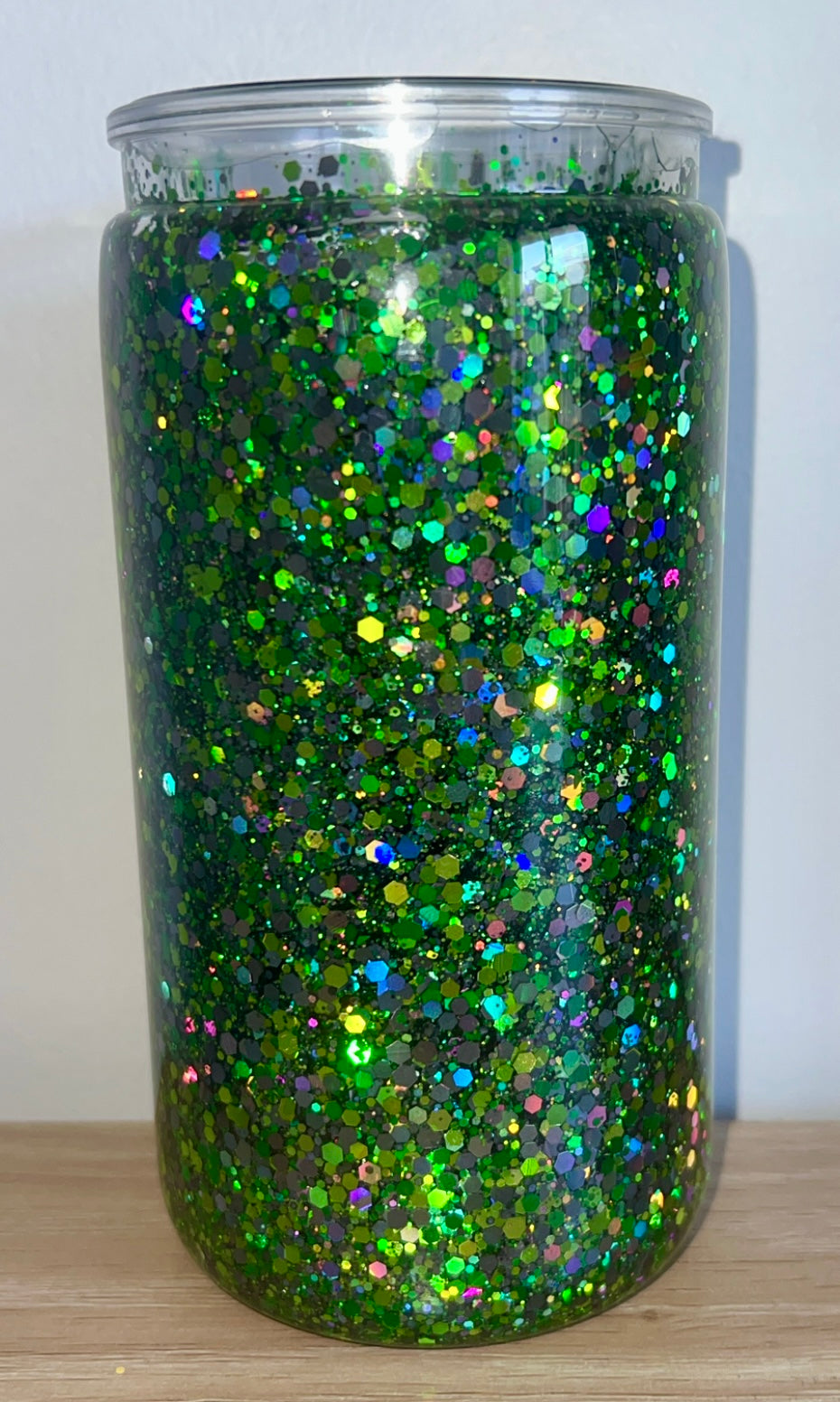 Vibrant greens and blue tumbler