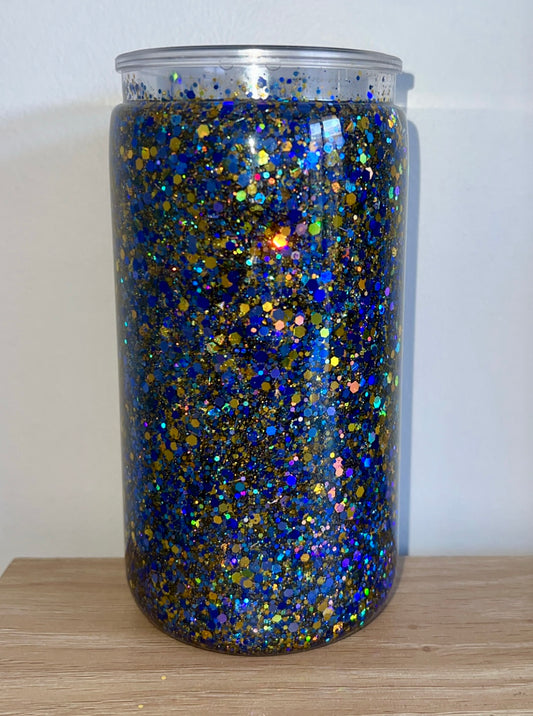 Appearance filled with blue,gold tumbler